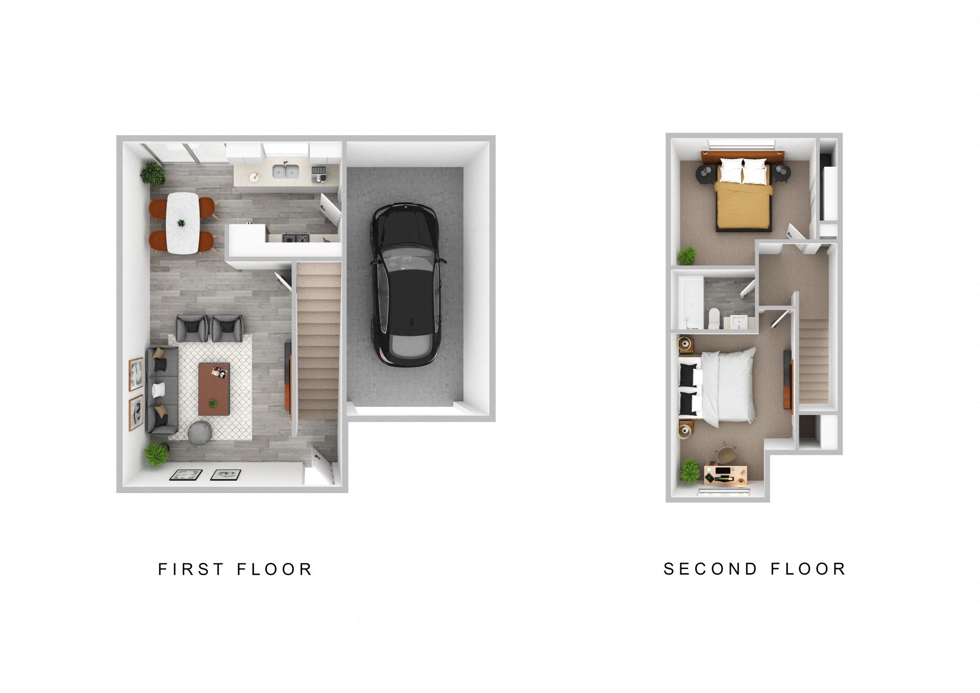 Floor plan for 2 beds, 1 bath, 782 sqft